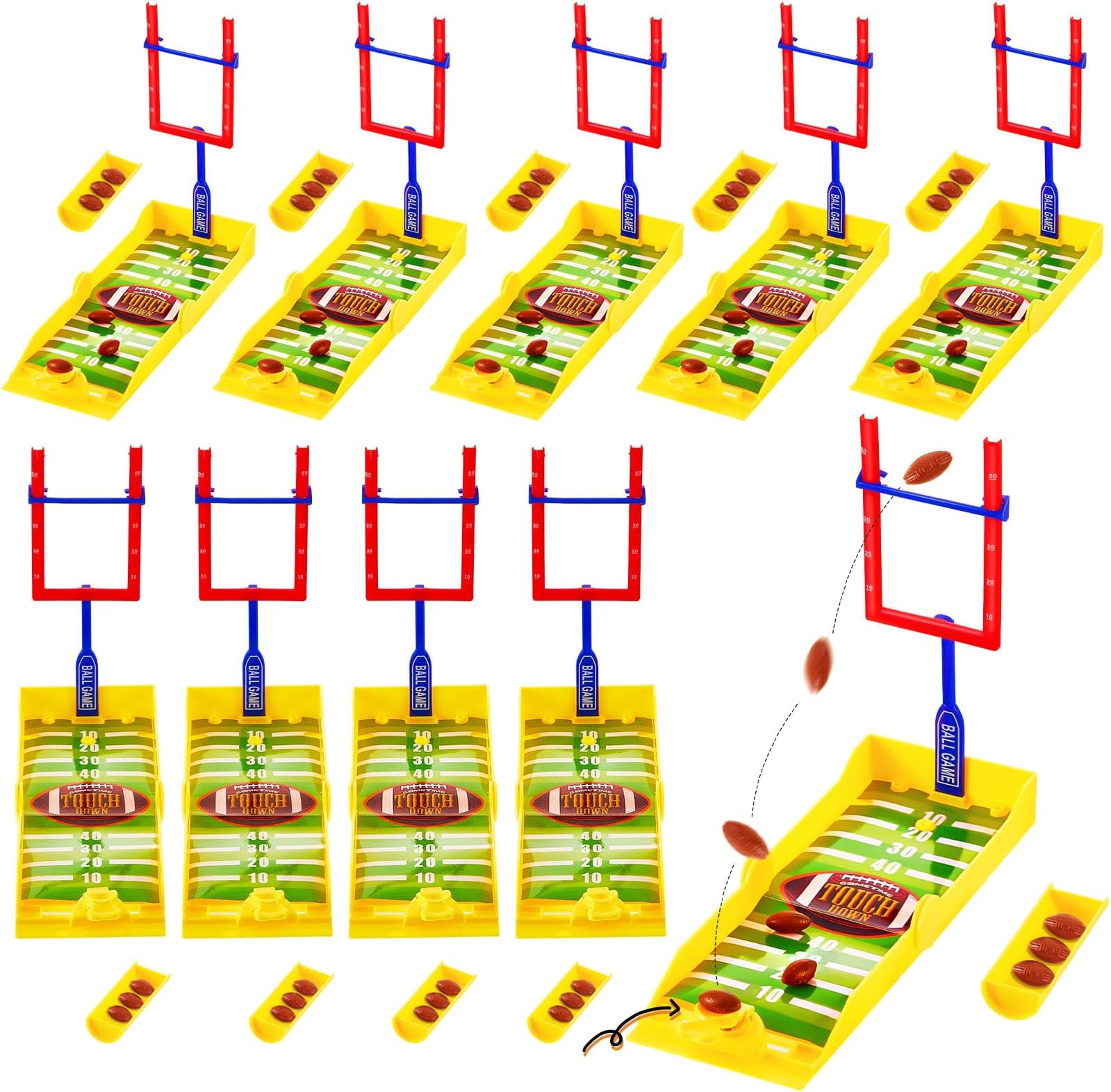 Deekin 4 Sets Mini Football Game Desktop Football Games Field Goal Soccer Toys with Foam Soccer Goal Post, Bases, Catapults, Flick Finger Board Desk for Sports Party, Office, Gifts