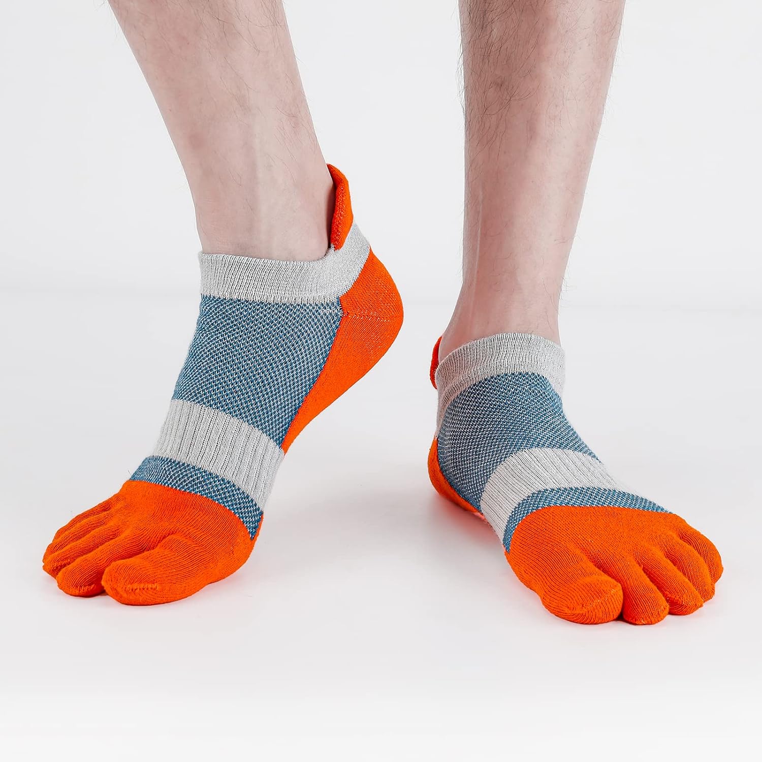 Men Toe Socks No Show Low Cut Athletic Wicking Cotton 5 Finger Split Toe 6 Pack - Image 2