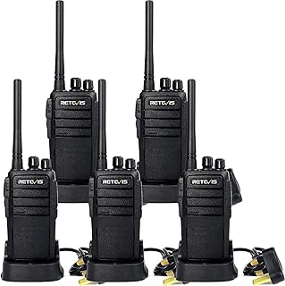 Retevis RT21 2 Way Radio Long Range, Rechargeable Walkie Talkie, Portable Handheld Walkie Talkies for Adults Camping Communication (Black, 5Pcs)