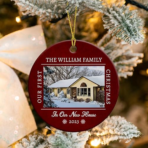 Vista 84 de Adorno de Navidad con foto personalizada de mi segunda Navidad 2025, adorno personalizado de cerámica para bebé, adorno colgante para árbol