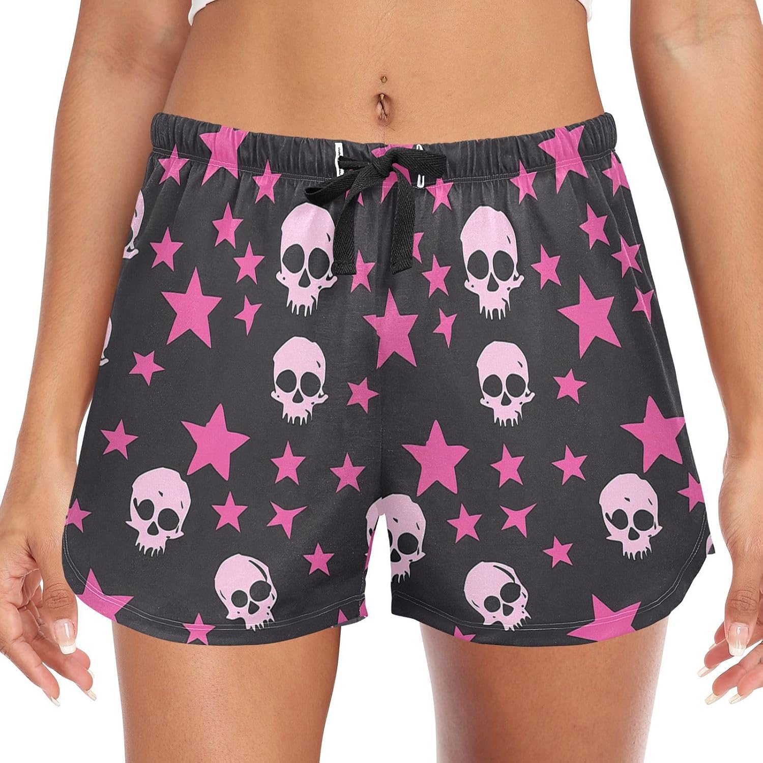 Women's Pajama Shorts Halloween Skull Star Sleepwear Lounge Sleep Bottom with Pockets S-XXL