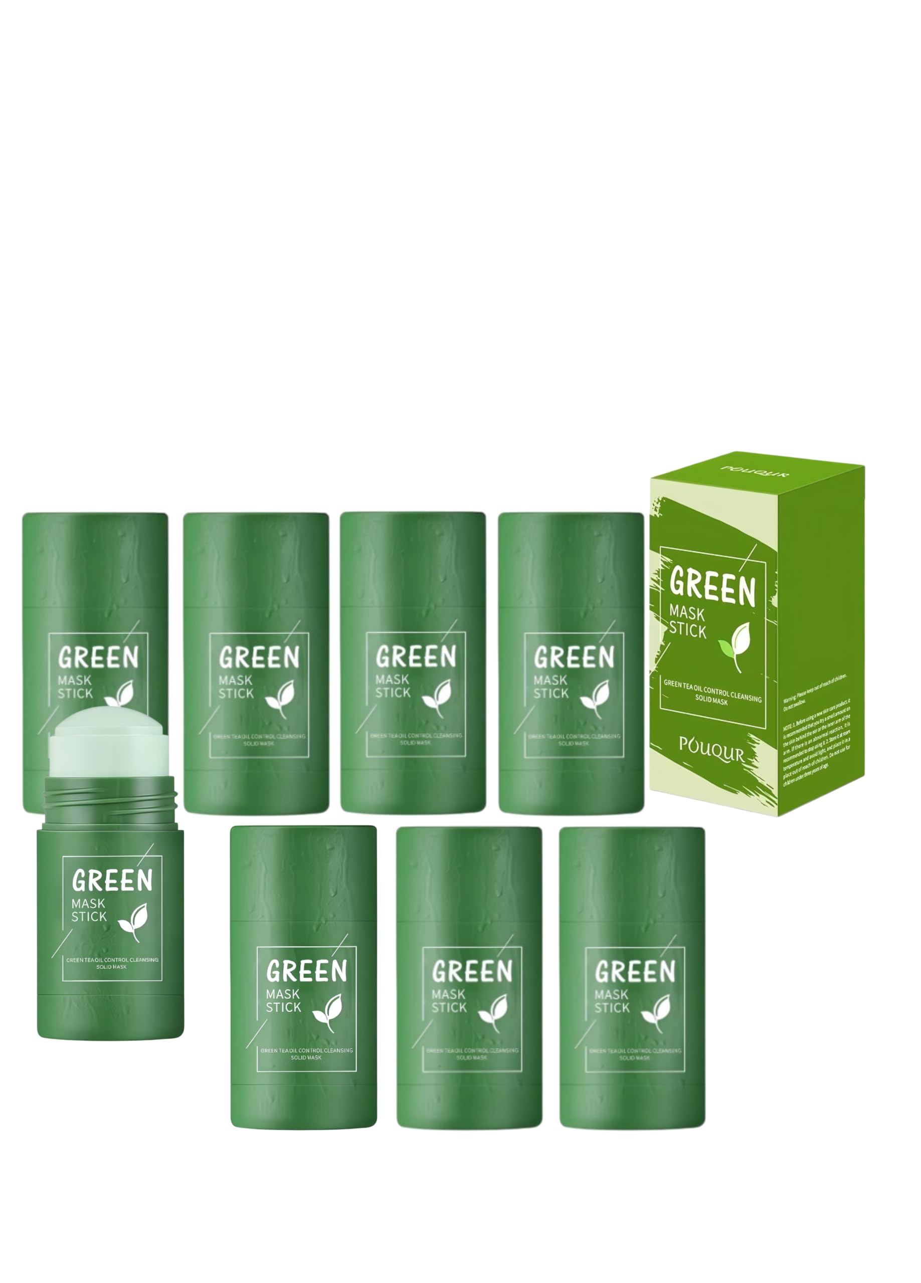 Maschera Viso Stick Tè Verde 2 Pezzi Punti Neri e Argilla Verde | Set 2 Stick: detersione profonda e rimozione punti neri. Argilla purificante per pelle mista e grassa, effetto mat.
