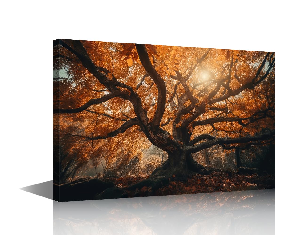 TISHIRON Home Decorations for Living Room Beautiful Tree Poster Pictures Artistic Colorful Forest Paintings Abstract Landscape Decor 1Panel Canvas Wall Art Modern Artwork Wooden Framed 24x16in