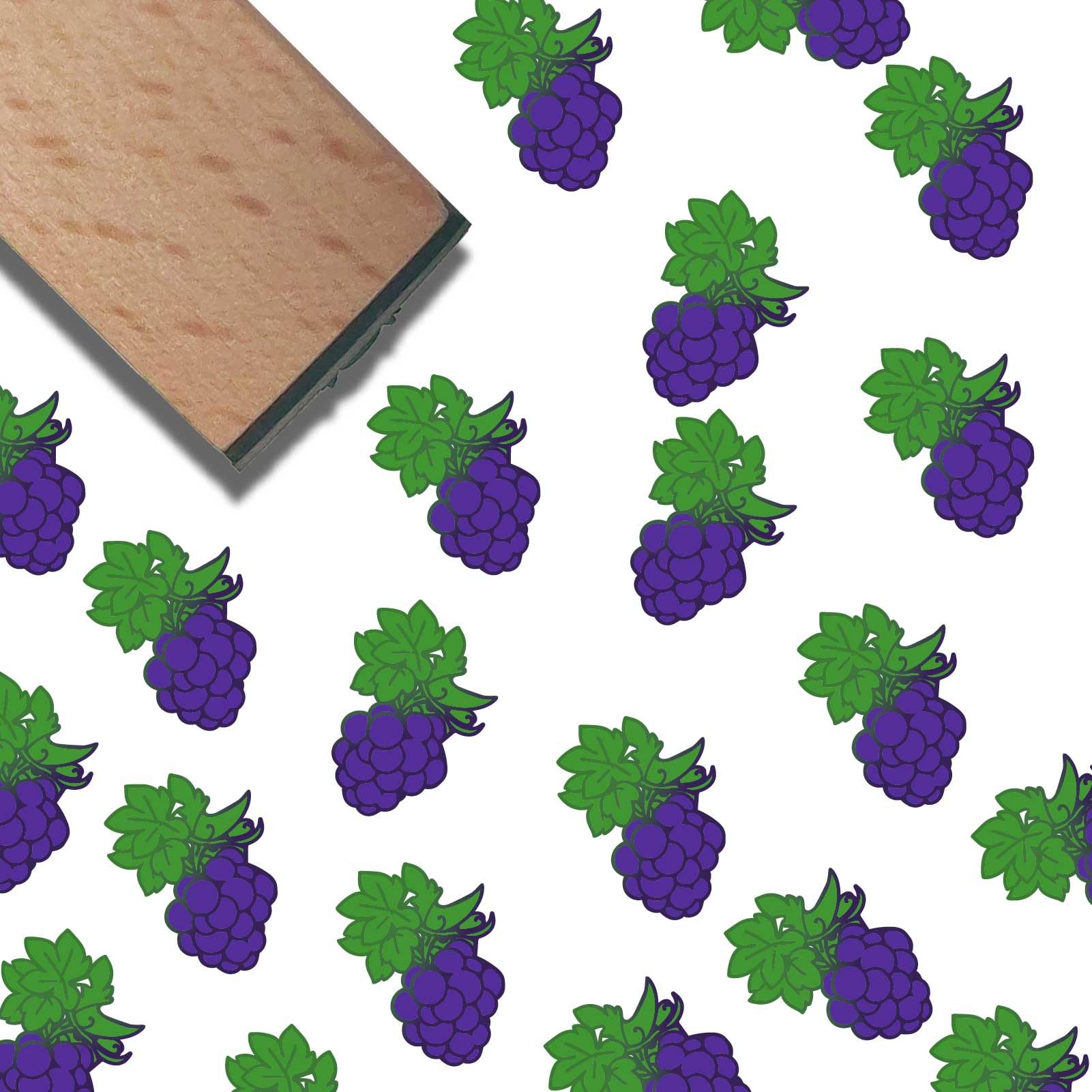 CRASPIRE Grapes Rubber Stamp Rubber Wooden Stamps 1.6 Inch Grape Fruit Food Small Art Print Wood Square Head Stamp for DIY Scrapbooking Card Journal Diary Paper Photo Album Making Crafting