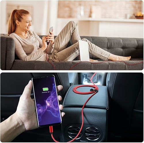 Miniatura 2 de Paquete con 2 cables USB C de 6.6 pies, Nylon trenzado tipo C, cable de carga, Funciona con Samsung Galaxy Note 9, 8, S8, S9, S10, 10 Plus, S10E,