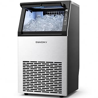 EUHOMY Commercial Ice Maker Machine,120lbs/24H Stainless Steel Under Counter Ice Machine with 33lbs Storage Bin, Freestanding Ice Maker for Home/Bar/Cafe/Restaurant