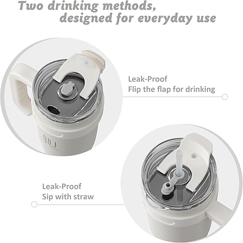 Miniatura 3 de Vaso de 40 onzas con asa y popote, vaso de acero inoxidable a prueba de fugas, taza de viaje aislada al vacío para bebidas calientes y frías, color