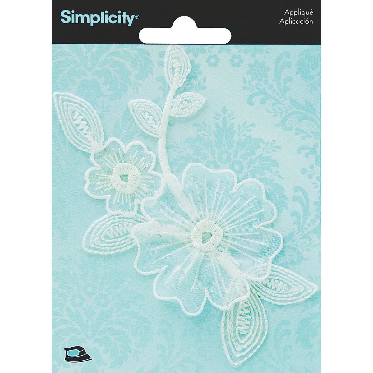 Wrights 19319200 Elegant Expression Flower Applique, White, 1-Pack