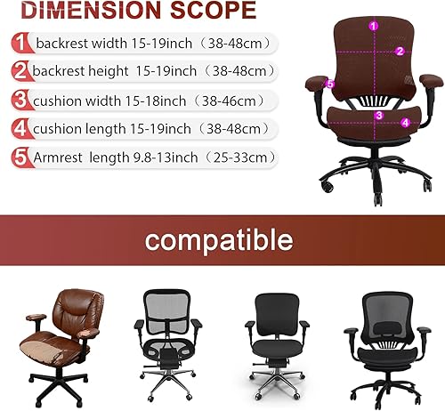 Miniatura 3 de Juego de 4 fundas para sillas de oficina de computadora, fundas de asiento elásticas de protección universal para sillas de escritorio, fundas para
