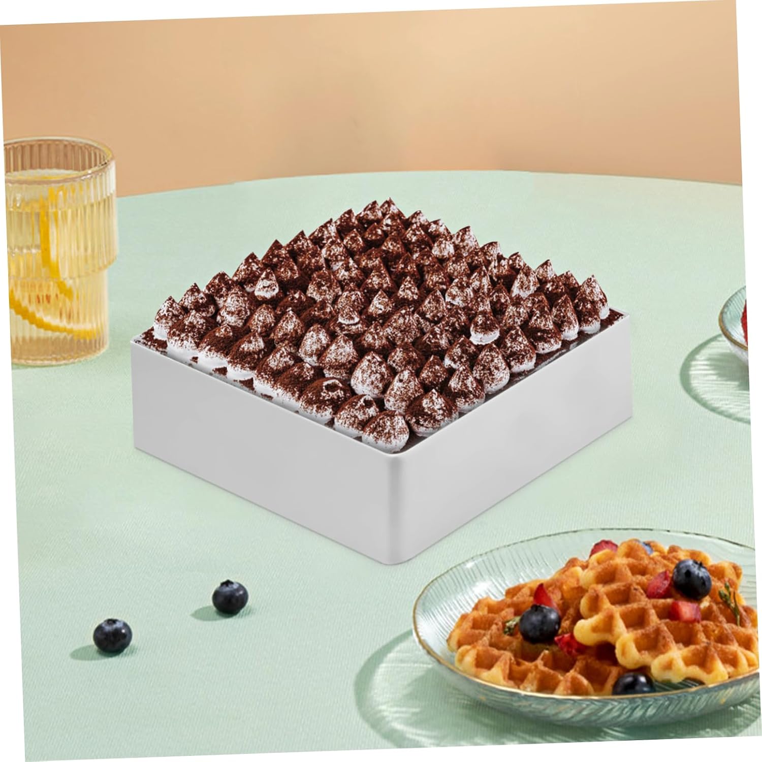 Healifty Square Stainless Steel Cake Ring Mousse Mold Pastry Cutter with Smooth Surface for Baking Cookies Fondant Fruit Sandwiches Reusable Baking Tool for DIY Desserts