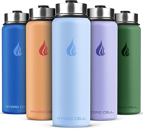 Miniatura 81 de HYDRO CELL Botella de agua aislada de acero inoxidable con pajilla, para bebidas frías y calientes, frasco de vacío de metal con tapa de rosca y