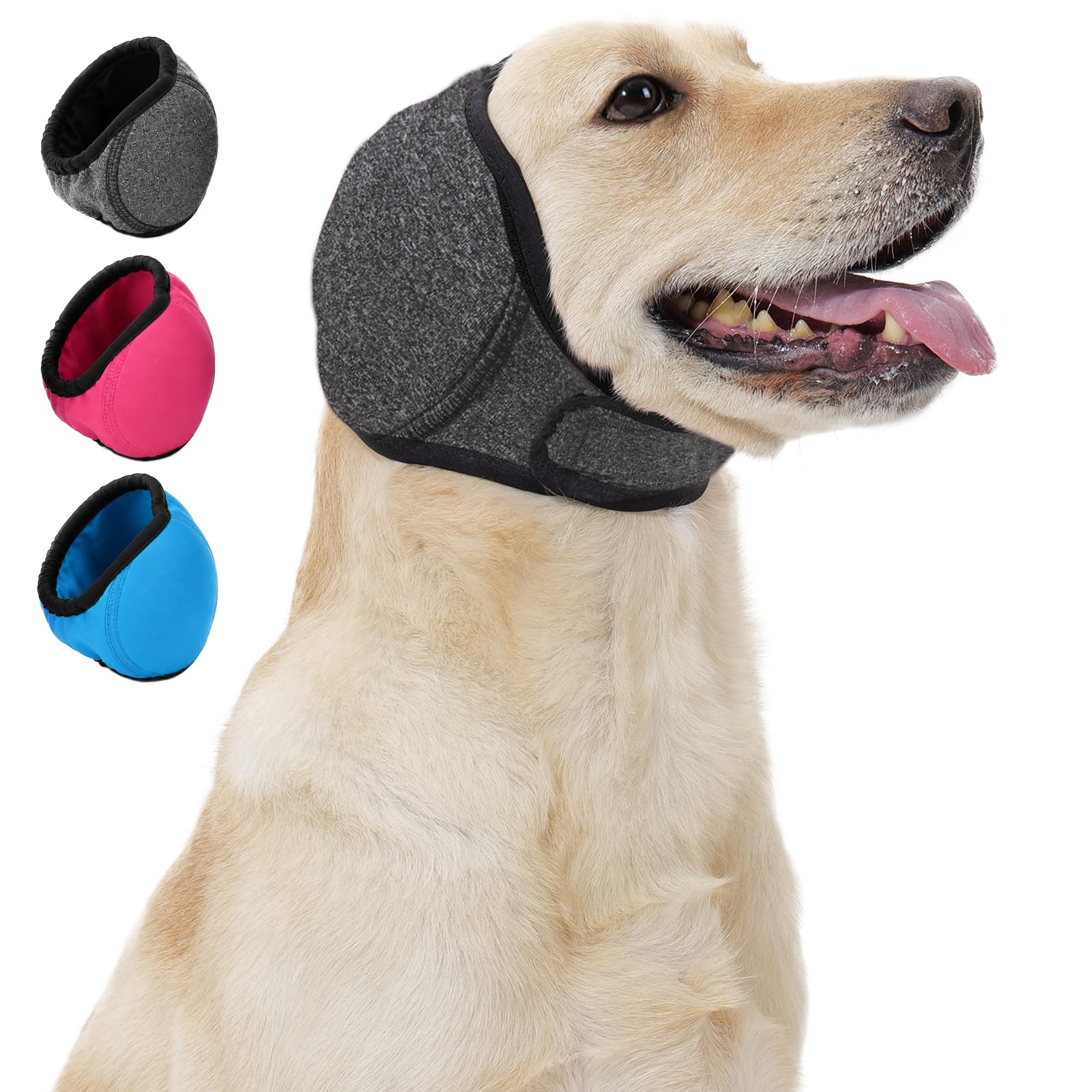 Dog Calm Hoodie Ear Wraps for Dogs, Waterproof Dog Swim Cap, Ear Cover Muffs for Anxiety Relief Noise Cancelling, Dog Head Warp Ear Protection for Hematoma Fireworks Bath Swim Blow Drying (XL, Grey)