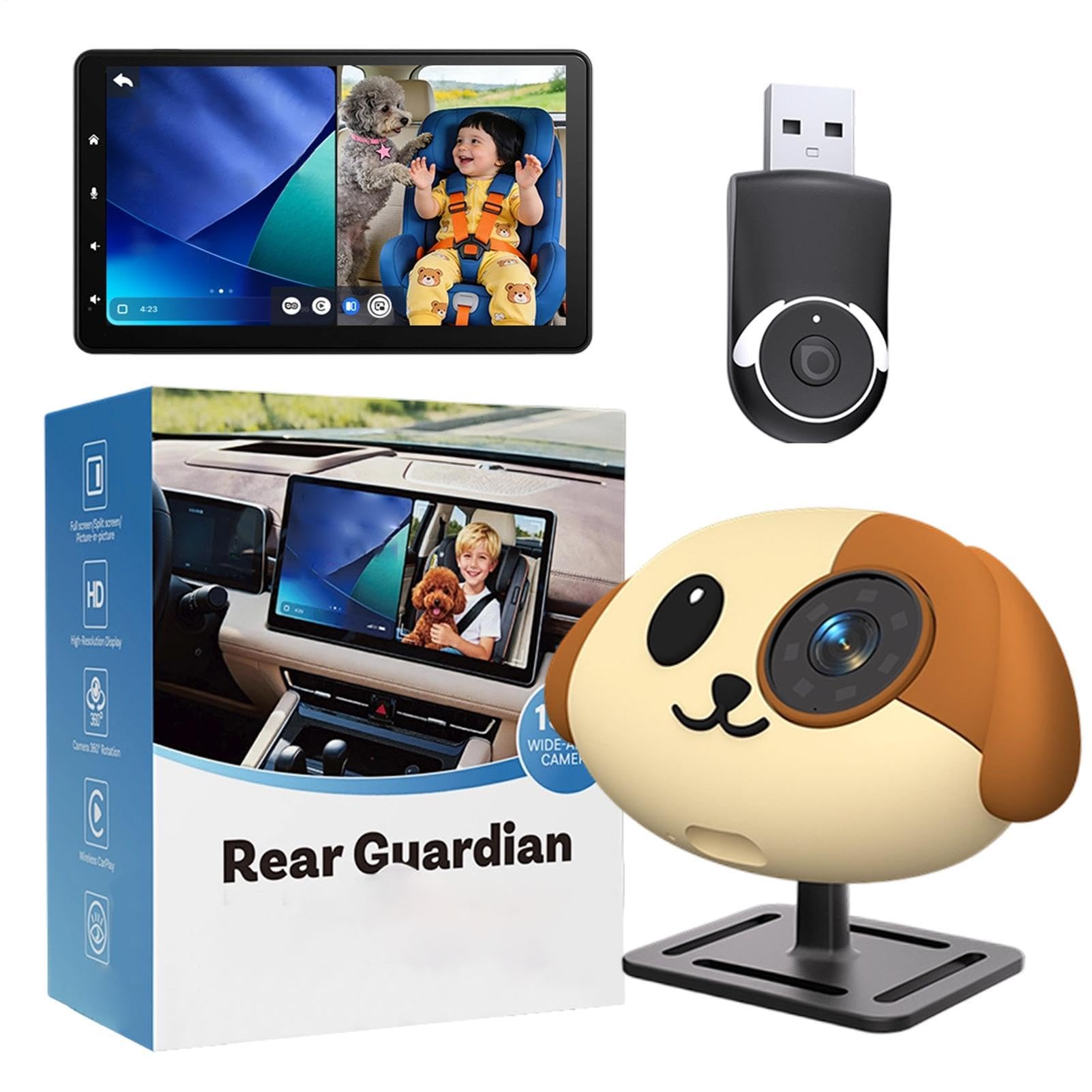 Telecamera per Auto per Bambini Angolo Ampio 150 Gradi Plug And Play Video | Telecamera Auto Senza Fili Mamma Papà Viaggi Gite in Auto Guida Lunghe Distanze Campeggio Shopping Picnic