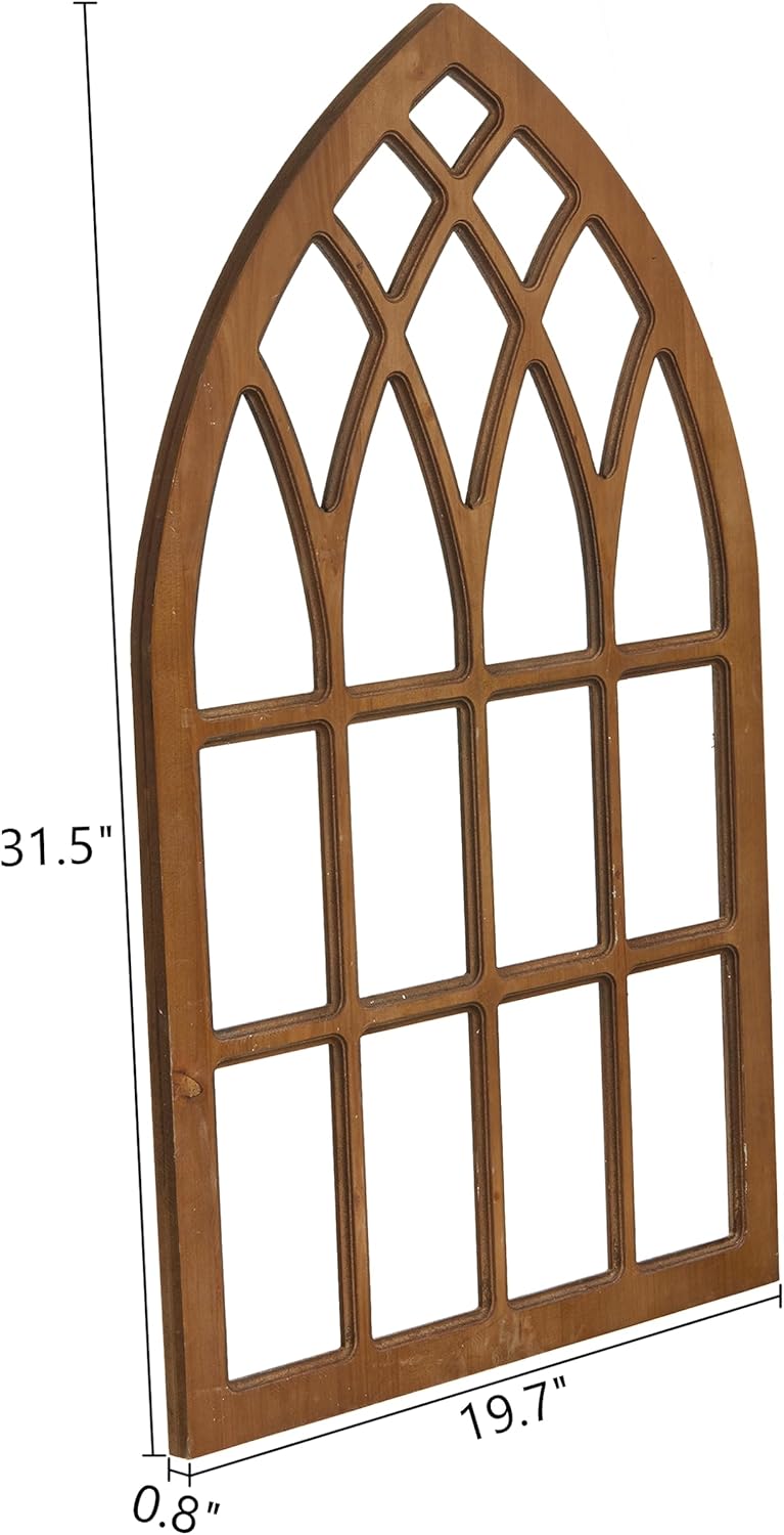 sintosin farmhouse window frames wall decor living room 20 x 32 inch, hanging distressed rustic arched wood window frame bedroom wall decor above bed, wall panels for interior wall decoration