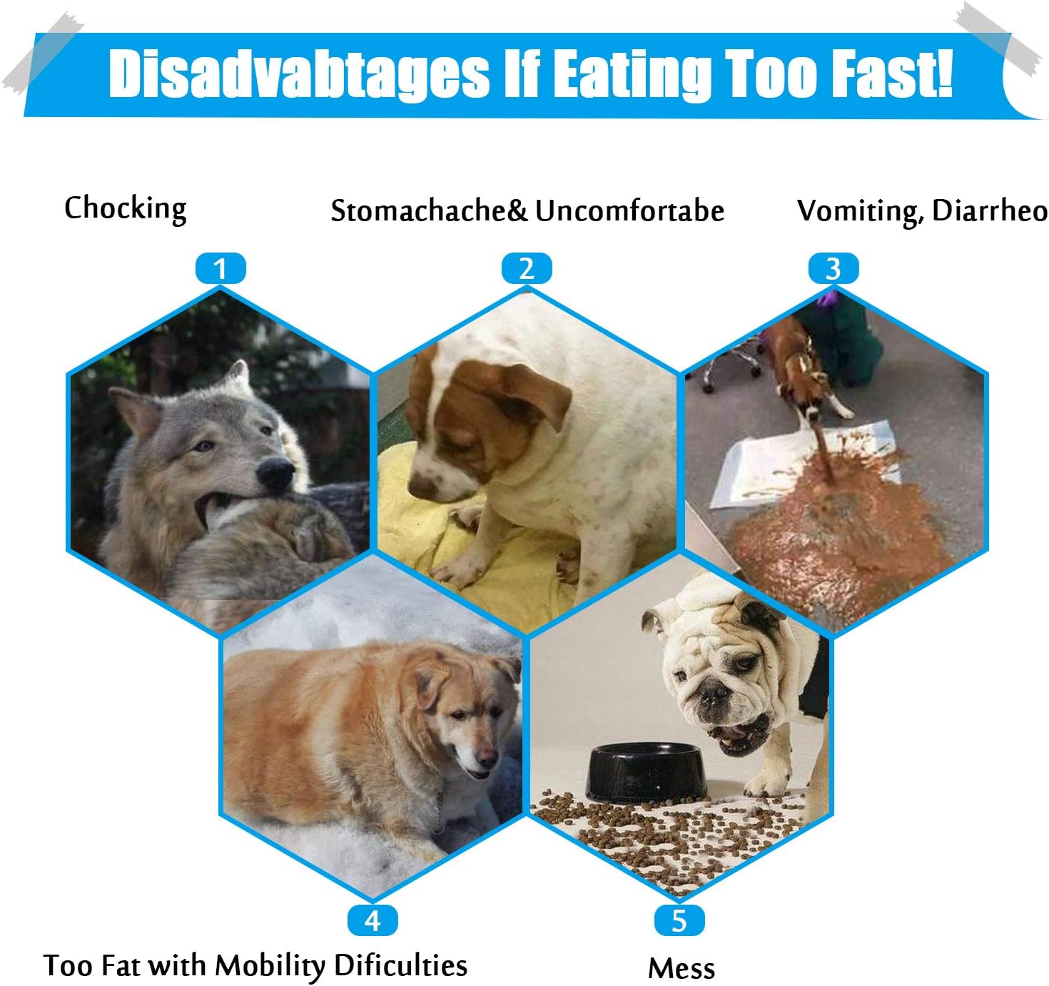 Slow Feeder Bowl, Anti-Choke Pet Bowls, Pets Water Bowl, Healthy Food Fun for Dog/Puppy