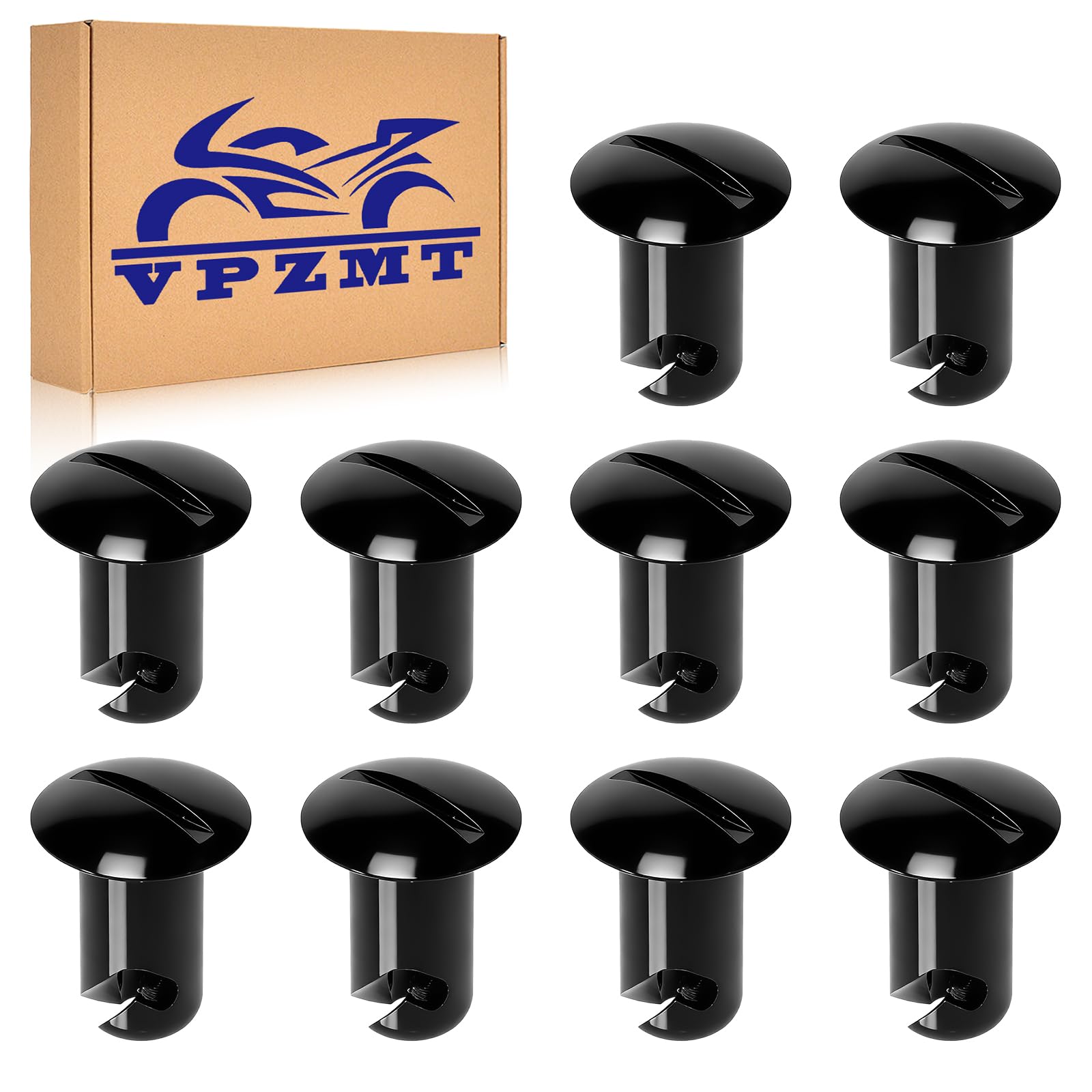 VPZMT .500 Grip 7/16" Aluminum Button Oval Head Turn Quarter Dzus Fasteners (10-Pack) (Style-10 Pack-Black)