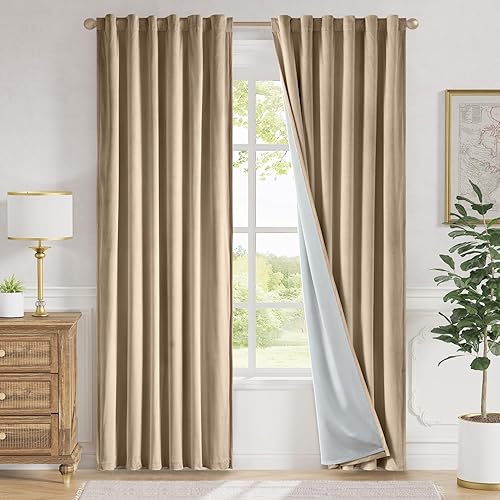 Miniatura 83 de Lazzzy Cortinas Opacas de Terciopelo con Aislamiento Térmico para Ventanas de Habitación, Cortinas de Lujo Súper Suaves para Sala de Estar, Salvia