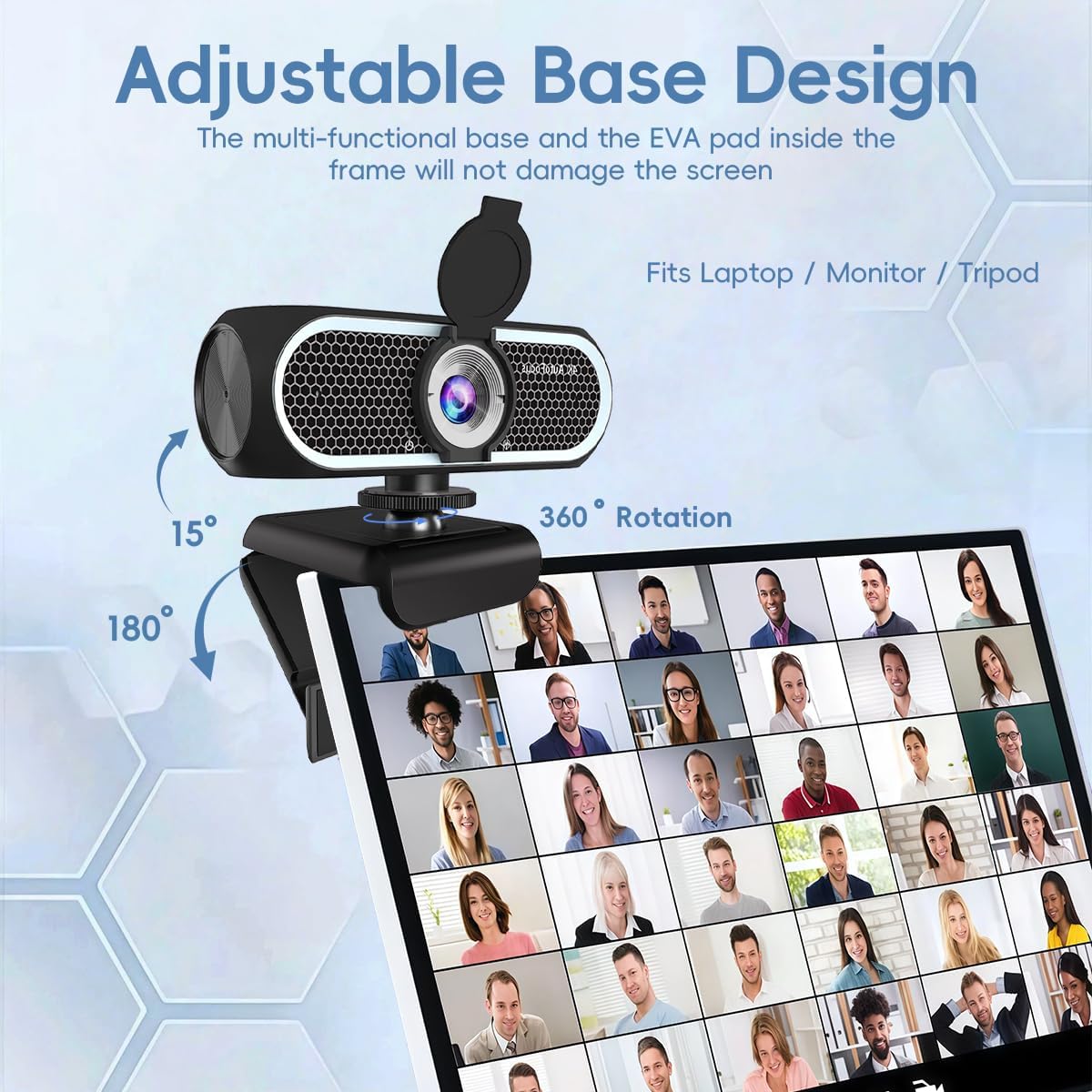 4K Webcam for PC with Autofocus, USB Webcam with Dual Noise Cancelling Mic, Auto White Balance, Low Light Enhancement, Privacy Shutter, Tripod Included, Streaming Camera for Laptop Desktop Zoom