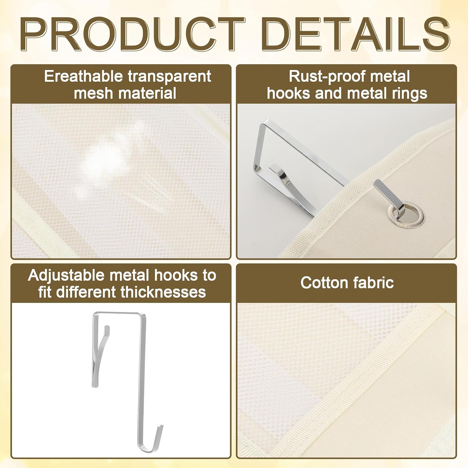 Batiyeer Shoe Rack for Door, Shoe Organizer 24 Mesh Pockets 4 Hooks 40lbs