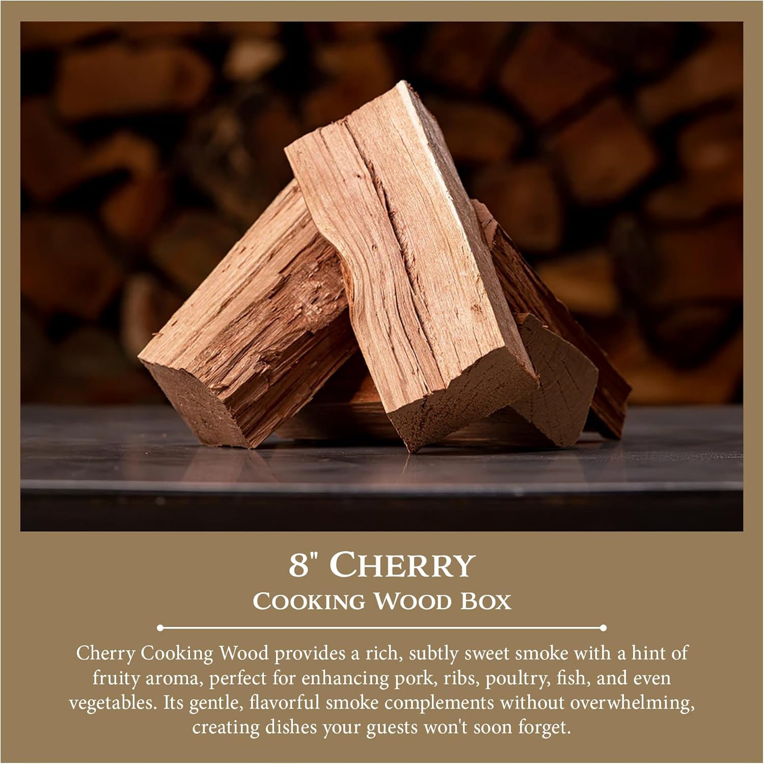 Cutting Edge Firewood – 8″ Cherry Cooking Wood Splits – Standard Box (10 lbs) – Sweet, Rosy Smoke Flavor for Grilling & Smoking – Kiln-Dried Fruitwood for Smokers, Grills & Kamado-Style Cookers