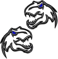 Vista 5 de Emblema de dinosaurio insignias de metal para Dodge RAM TRX 1500 2500 3500 ~ Pégalas en cualquier lugar (un par) (ojos azules)