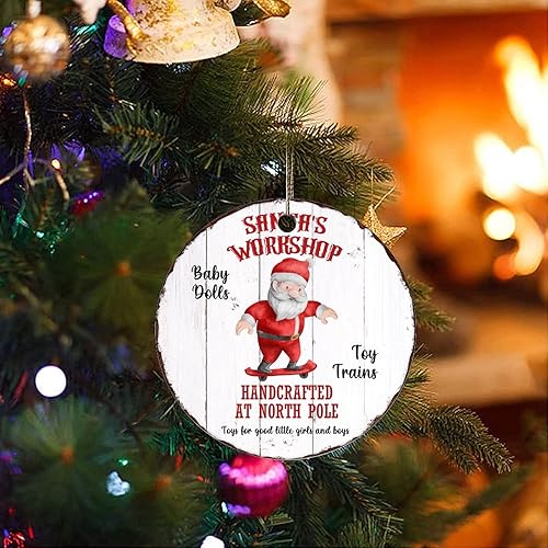 Miniatura 3 de Adornos de recuerdo de Navidad, taller de Papá Noel, adorno de cerámica, regalos de reno, árbol de Navidad, adornos colgantes de recuerdo para las