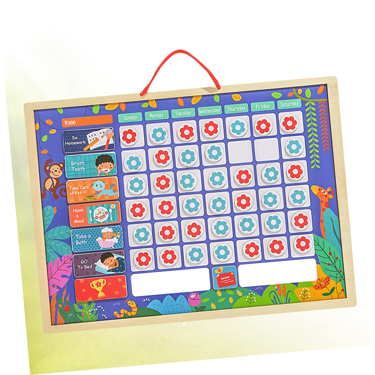 Tabla de Recompensas de Comportamiento Infantil Reutilizable de Madera