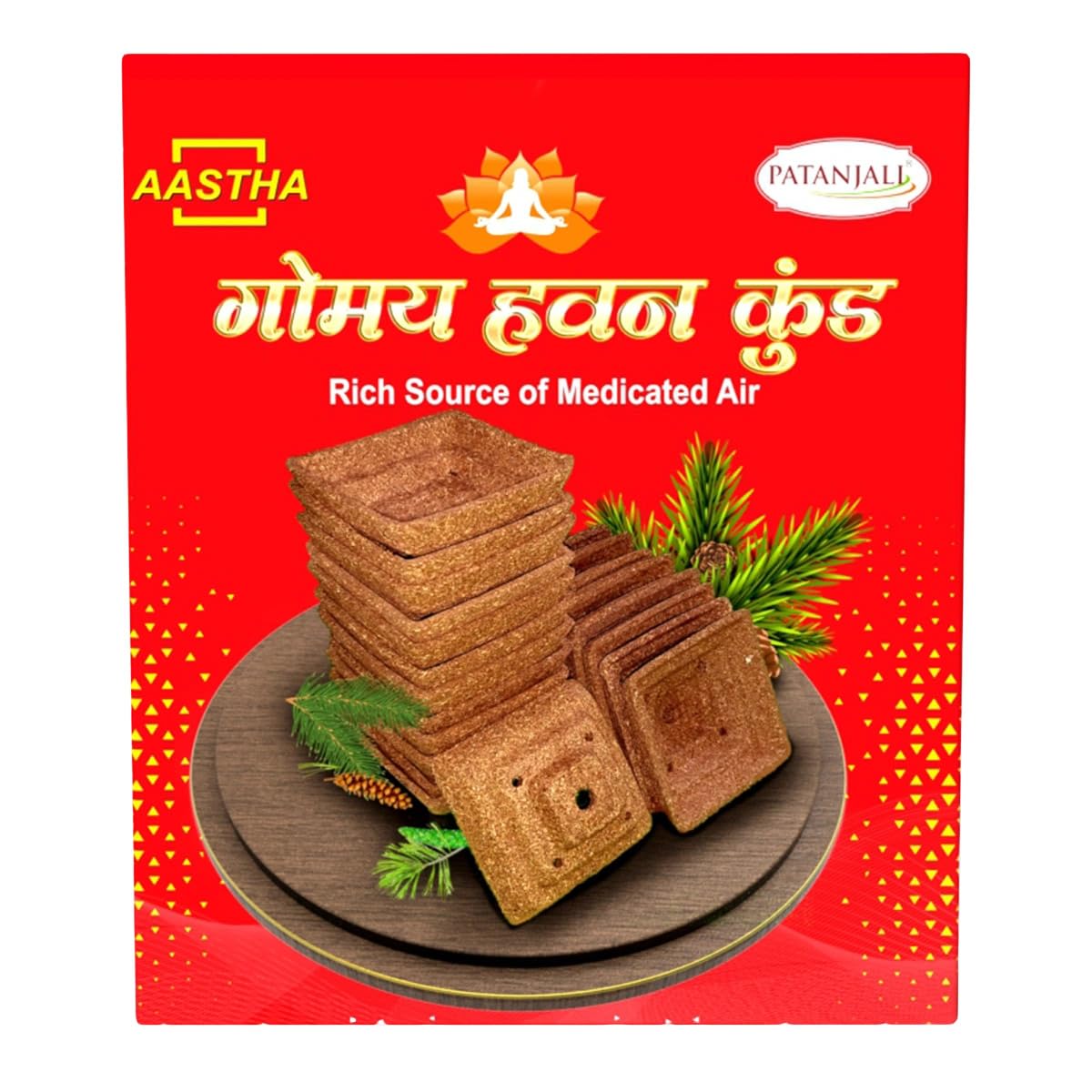 Patanjali Aastha Gomay Havan Kund | Ready-to-Use Cow Dung Hawan Kit | Natural & Eco-Friendly | for Puja, Havan & Yagya 900GM Pack-image-8