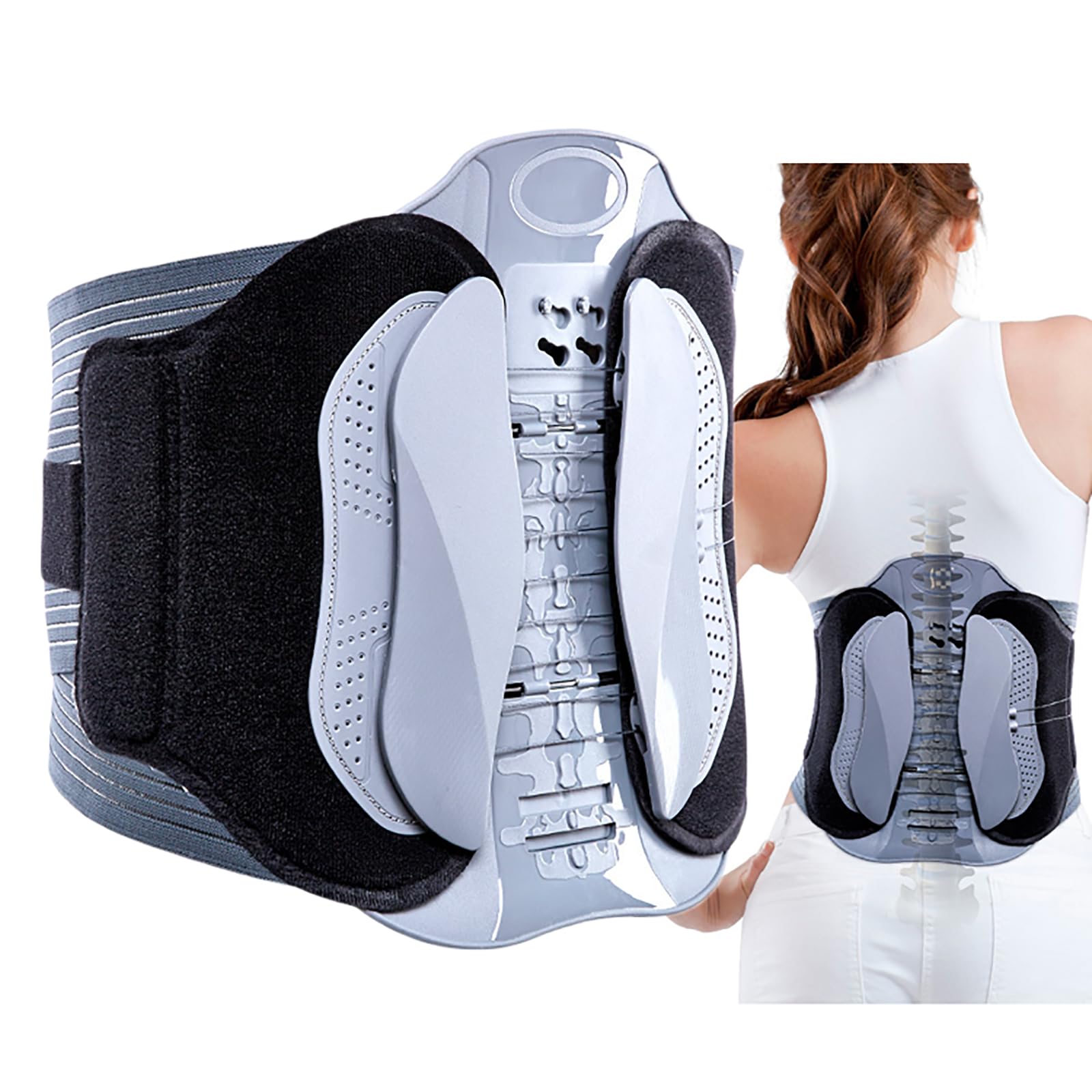 Cinturón De Soporte Lumbar, Soporte De Espalda De Descompresión De La Columna Vertebral con Tabla De Soporte Extraíble, Diseño De Techo De Cintura Trasera Y Tensión Ajustable, Ligero