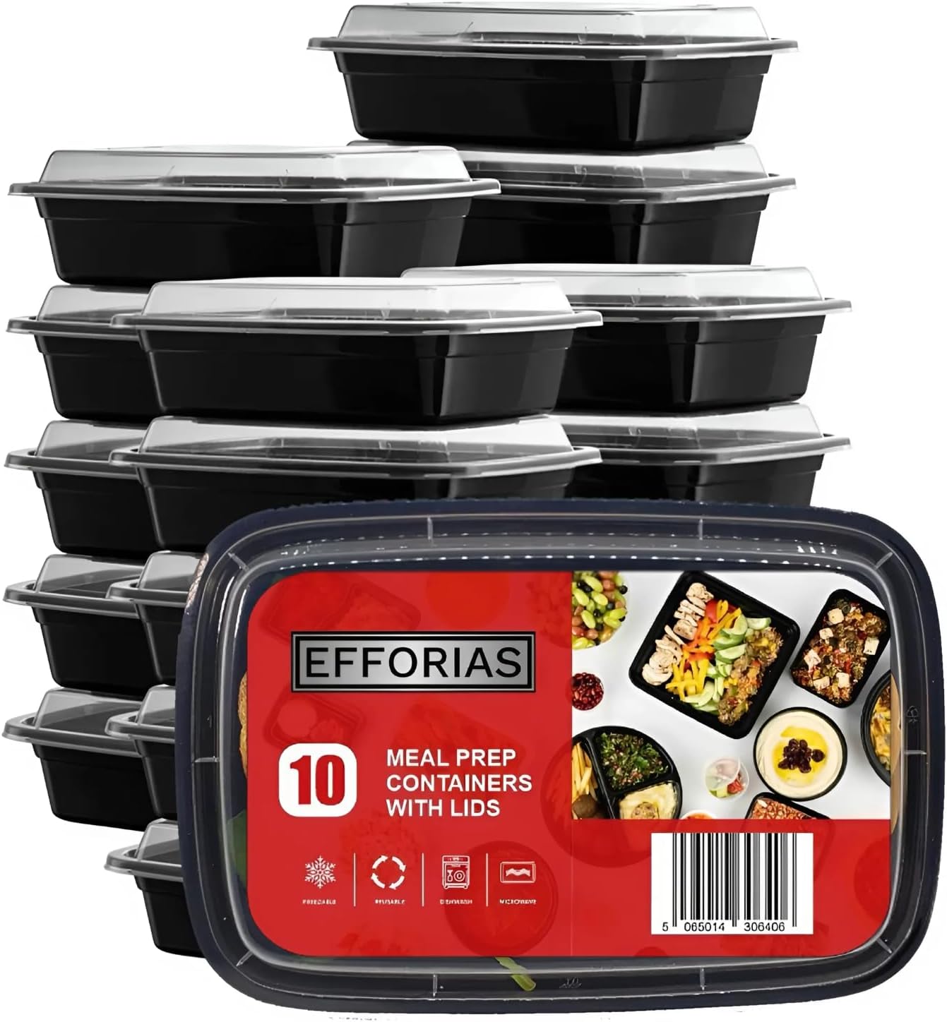 (10 Pack, 28oz) 1 Compartment Plastic Meal Prep Containers – Reusable BPA Free Food Containers with Airtight Lids – Microwavable, Freezer and Dishwasher Safe