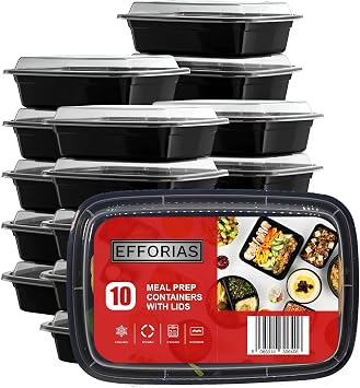 10 Pack, 28oz 1 Compartment Plastic Meal Prep Containers - Reusable BPA Free Food Containers with Airtight Lids - Microwavable, Freezer and Dishwasher Safe