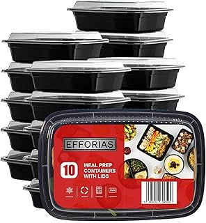 Efforias (10 Pack, 28oz) 1 Compartment Plastic Meal Prep Con