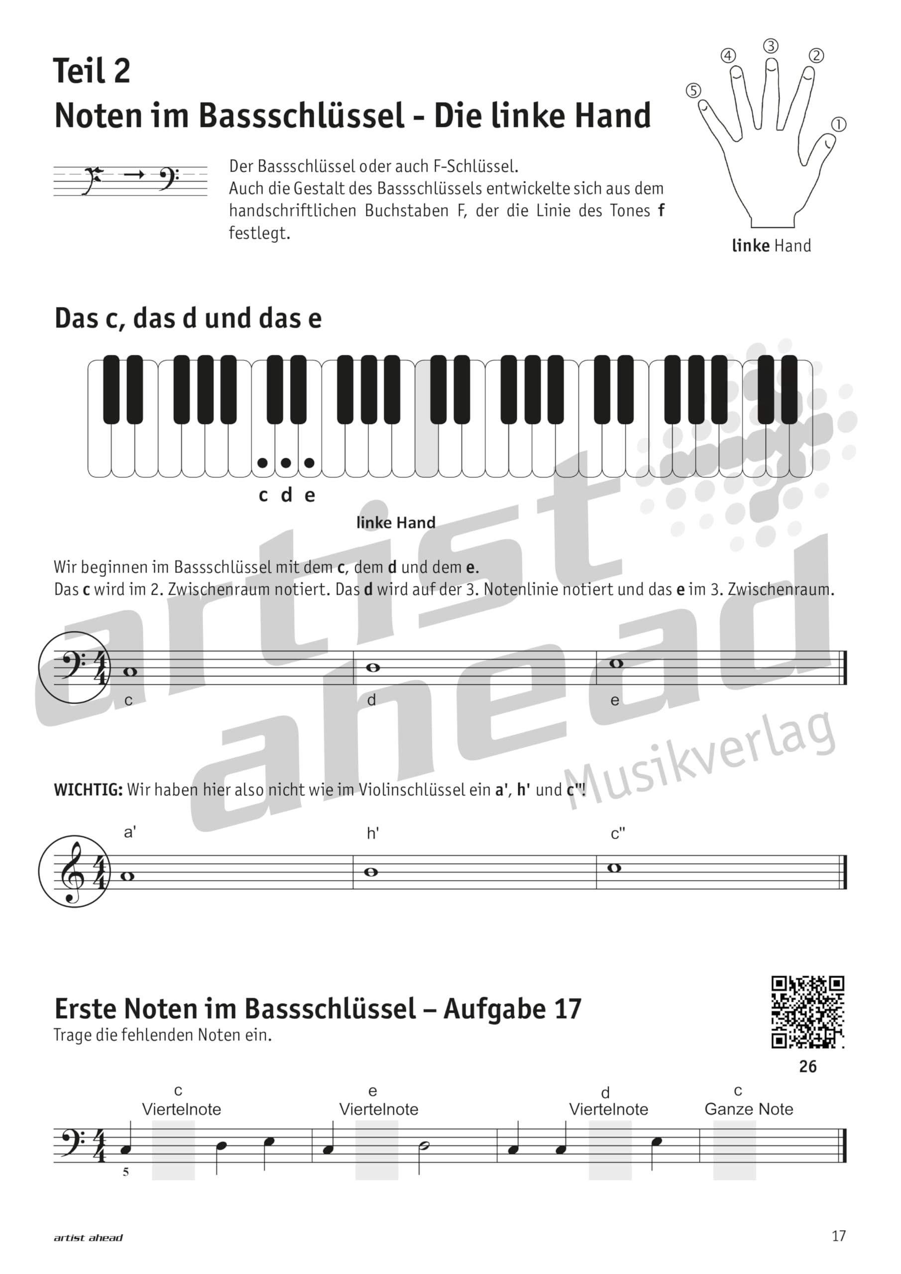 Einfach Klaviernoten lernen für Anfänger!: Das superleichte Notentraining für Klavier & Keyboard - einfach Noten lesen lernen im Violin- und Bassschlüssel (inkl. QR-Codes + Audio-Download)