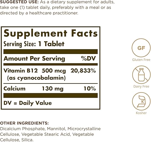 Miniatura 2 de Solgar Vitamina B12 Tabletas 500 mcg 100 unidades