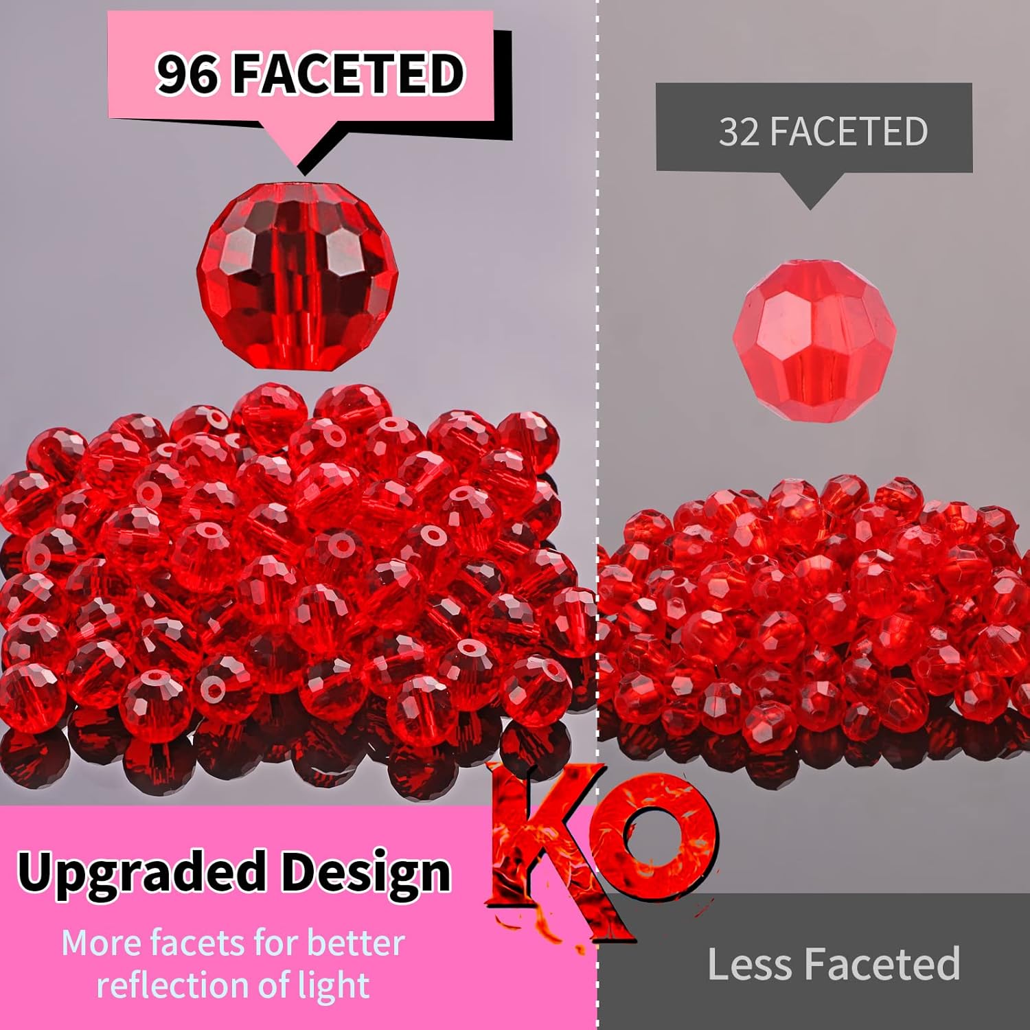 Crystal Glass Beads for Jewelry Making, 80 Pieces Crystal Beads, 10mm Glass Beads, Round Faceted Beads Bulk for Craft Necklace Bracelet Earring (Red) - Image 4