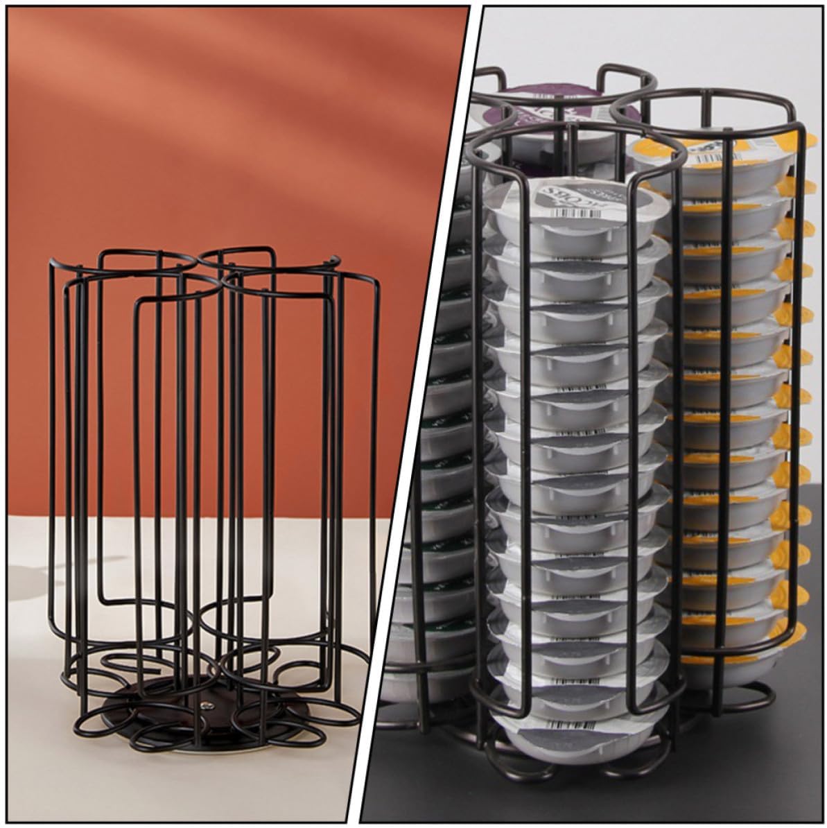 Rotating Coffee Capsule Rack, Large Capacity Carbon Steel Organizer