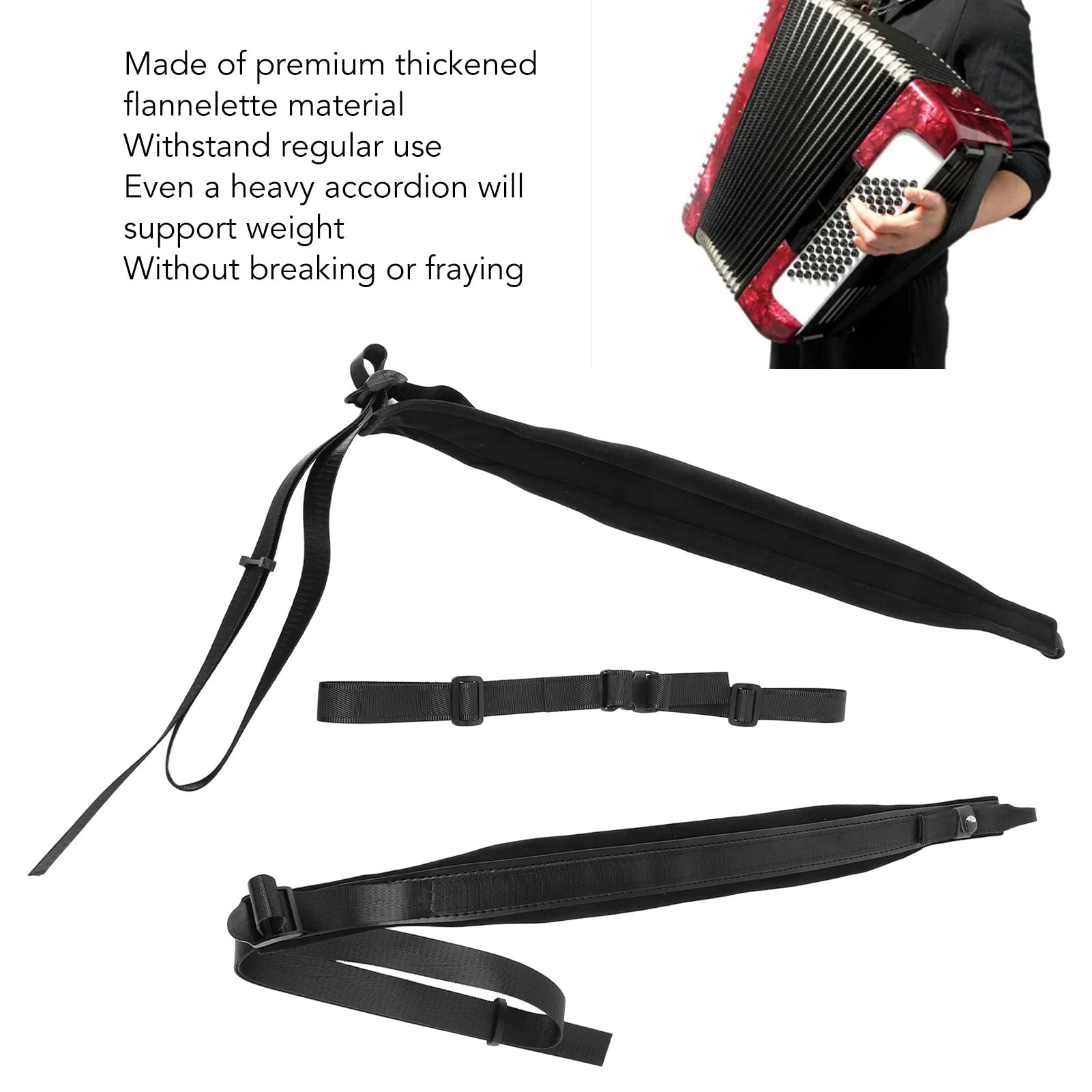 Cinghie Per Fisarmonica 10 Cm - Made In Italy, Nere, Adatte A Tutti I Modelli Cinghia Fisarmonica - Foto 8