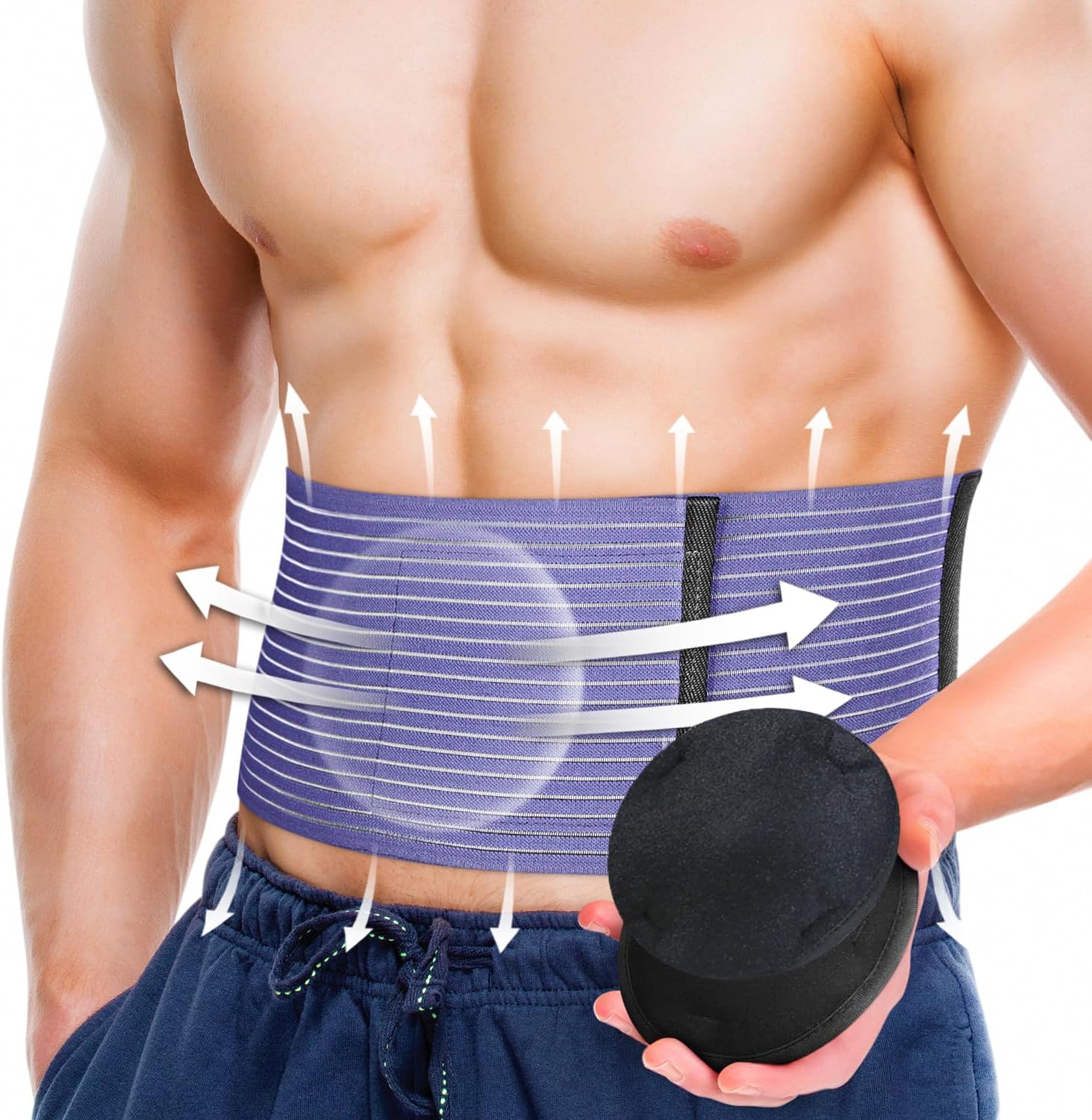 BLITZU Umbilical Hernia Belt for Men and Women – Abdominal Support Binder for Belly Button Hernia Support, Relieve Pain for Incisional, Femoral, Hiatal, & Inguinal Hernia Surgery Prevention Aid XXL