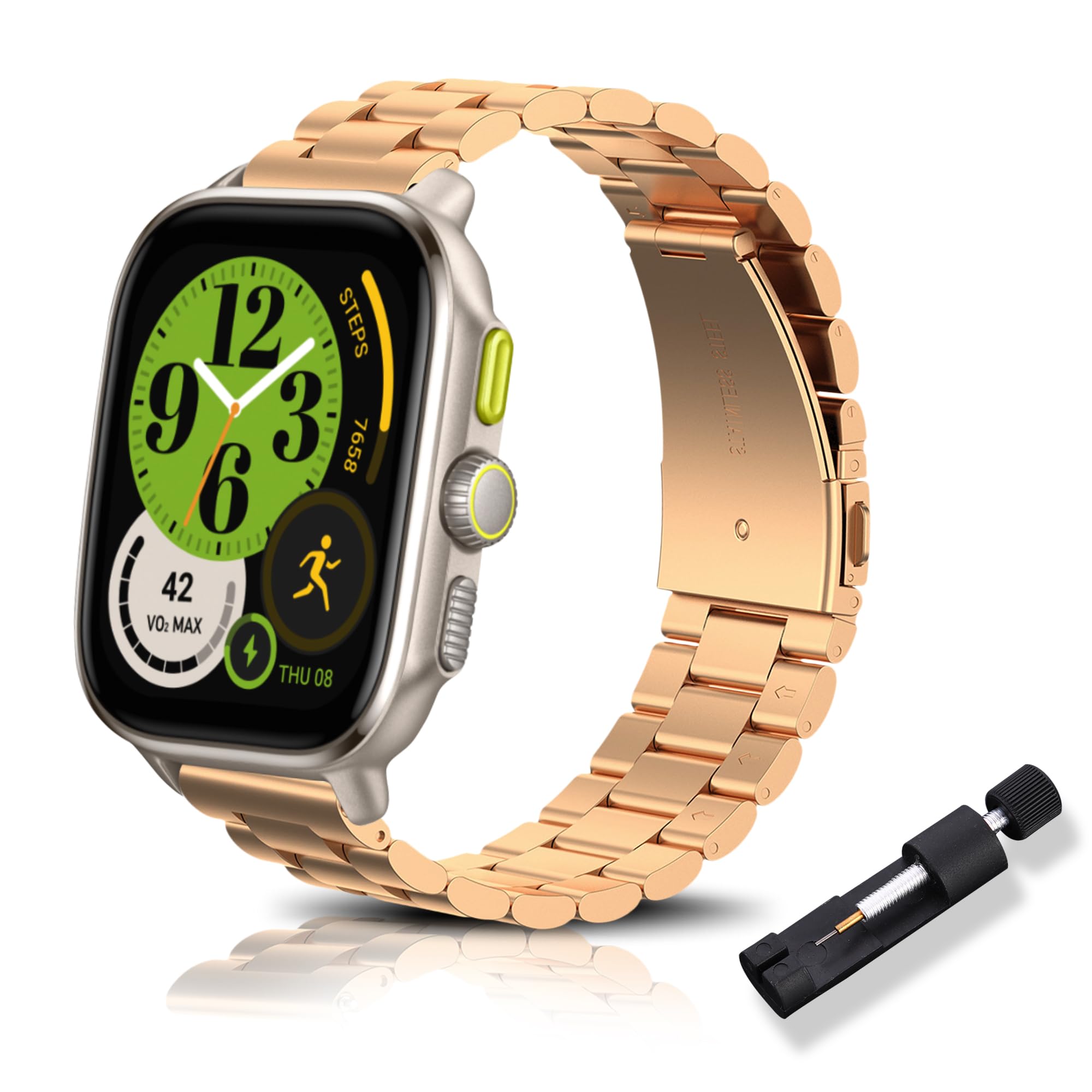 Correa Metal para Amazfit Active 2 (Square)/Active 2 Correas Cheetah (Square) Bellamente Pulida 20mm Acero Inoxidable Correa para Amazfit GTR Mini/GTS 4 Mini/Bip 3 Pro/GTS 3