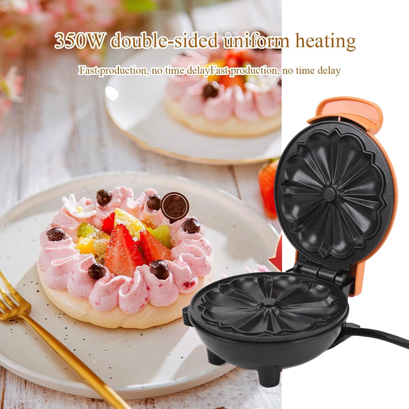 Alomejor Cake Maker 350 W Doppelseitige Heizung Antihaft-Mini-Kuchenmaschine – Kompaktes Design für Kleine Wohnungen