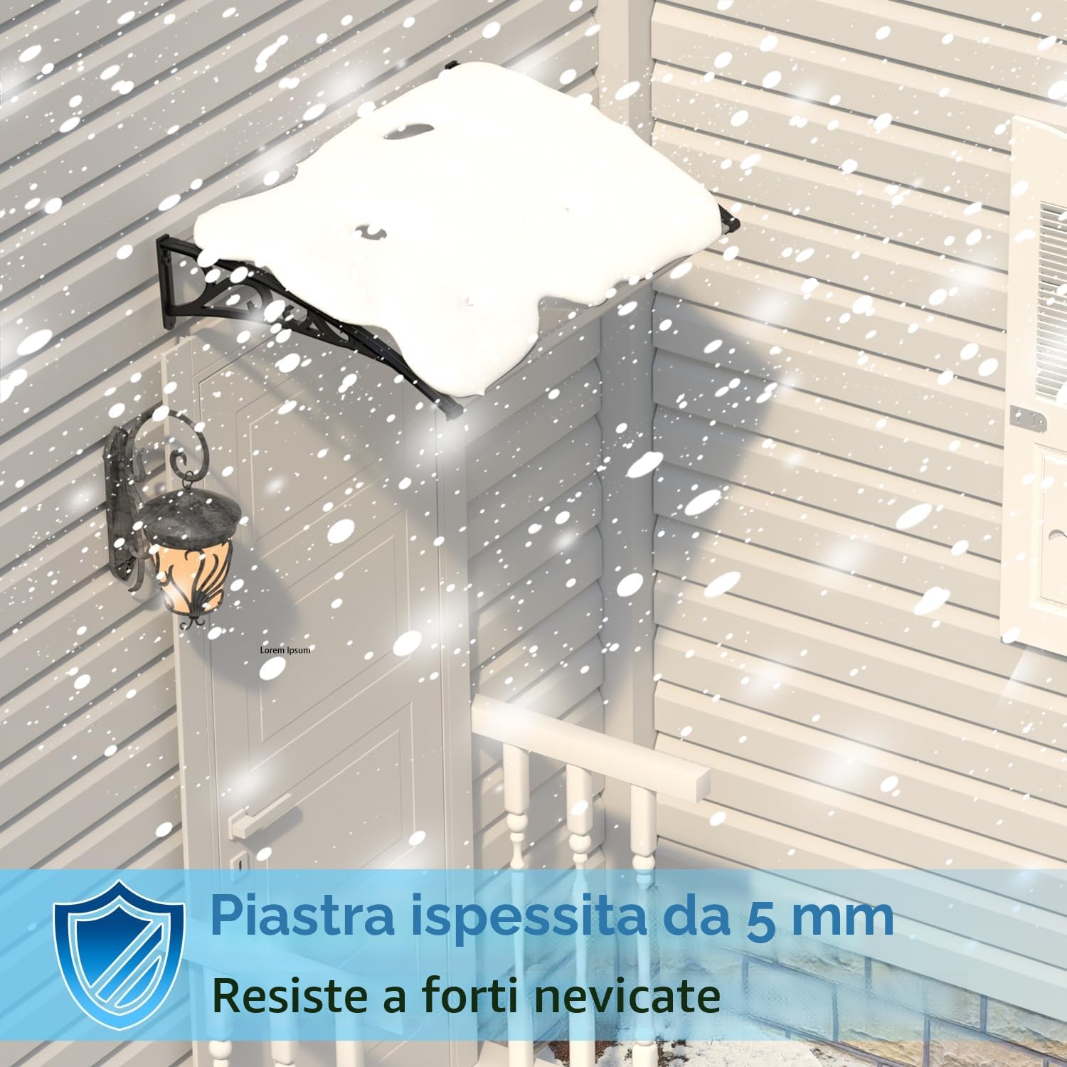 Sonnewelt Pensilina per Porta d'Ingresso 100x150 cm, Tetto in Policarbonato Alveolare 5 mm Trasparente con Struttura ABS, Tettoia ad Arco, Protezione Esterna dalla Pioggia e dal Sole