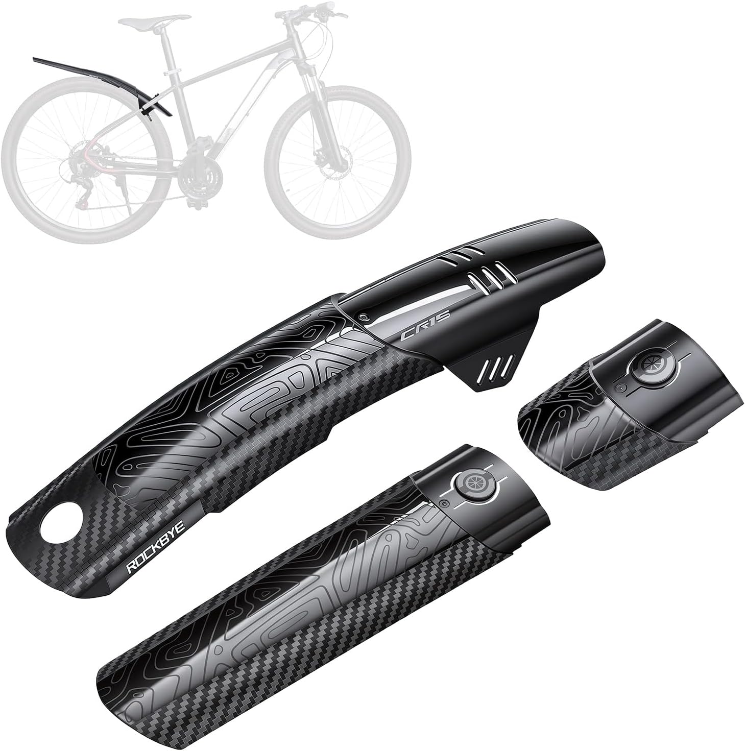 Bike Fender, Nylon & PP Mudguard, for 24-29 Inch Front Rear Wheels | Wide Full-Cover, Includes 5 Cable Ties for Mounting, Reflective Sticker, Fits 68-75mm Tires for Road & Mountain Bikes