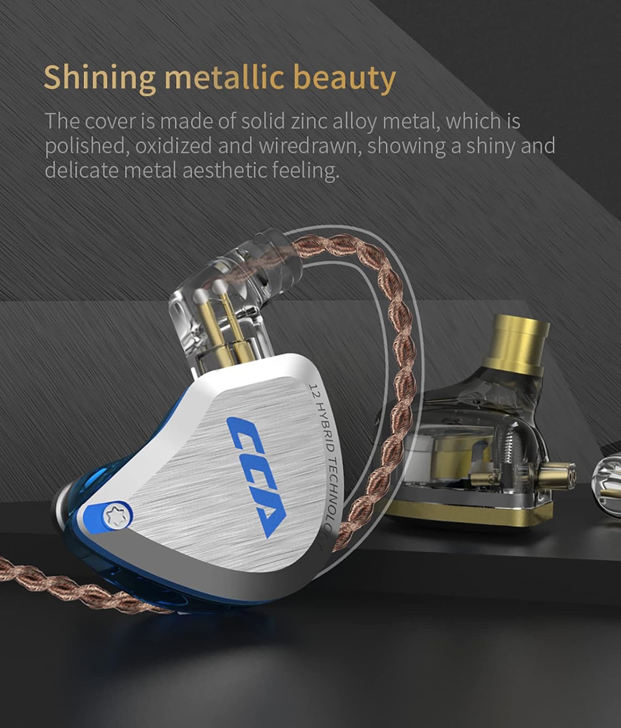 FEDAI CCA C12 Hybrid in-Ear Earphones, IEM 5BA+1DD in Ear Headphone,Zinc Alloy Shell+Resin Cavity Wired Earbuds in Ear Monitor with Detachable Cable CPin 0.75mm (with Mic, Blue) …