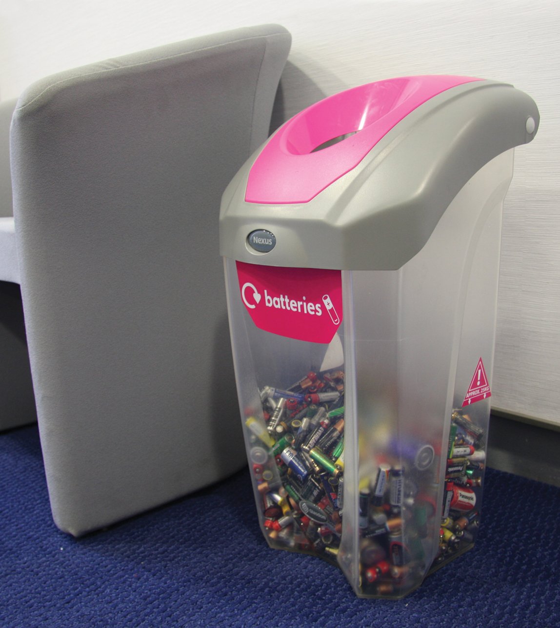Glasdon CThru Nexus 30 Battery Recycling Bin (Transparent, Pink