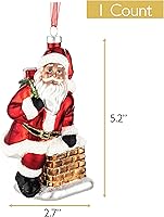 Vista 2 de Every Day is Christmas - Adornos de vidrio soplado, simpáticas figuras hechas a mano para decoración del árbol, Papá Noel con chimenea