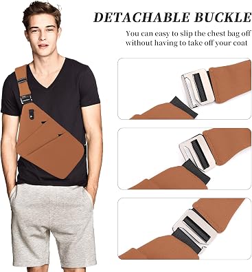Anti Theft Crossbody Bag,Sling Bag for Women Men,Multi-pocket Chest Shoulder Bag for Travel, Sport, Work
