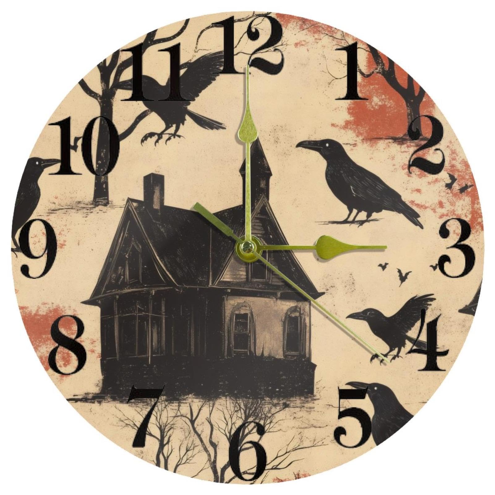 Horloge murale ronde à quartz pour cuisine et bureau silencieux