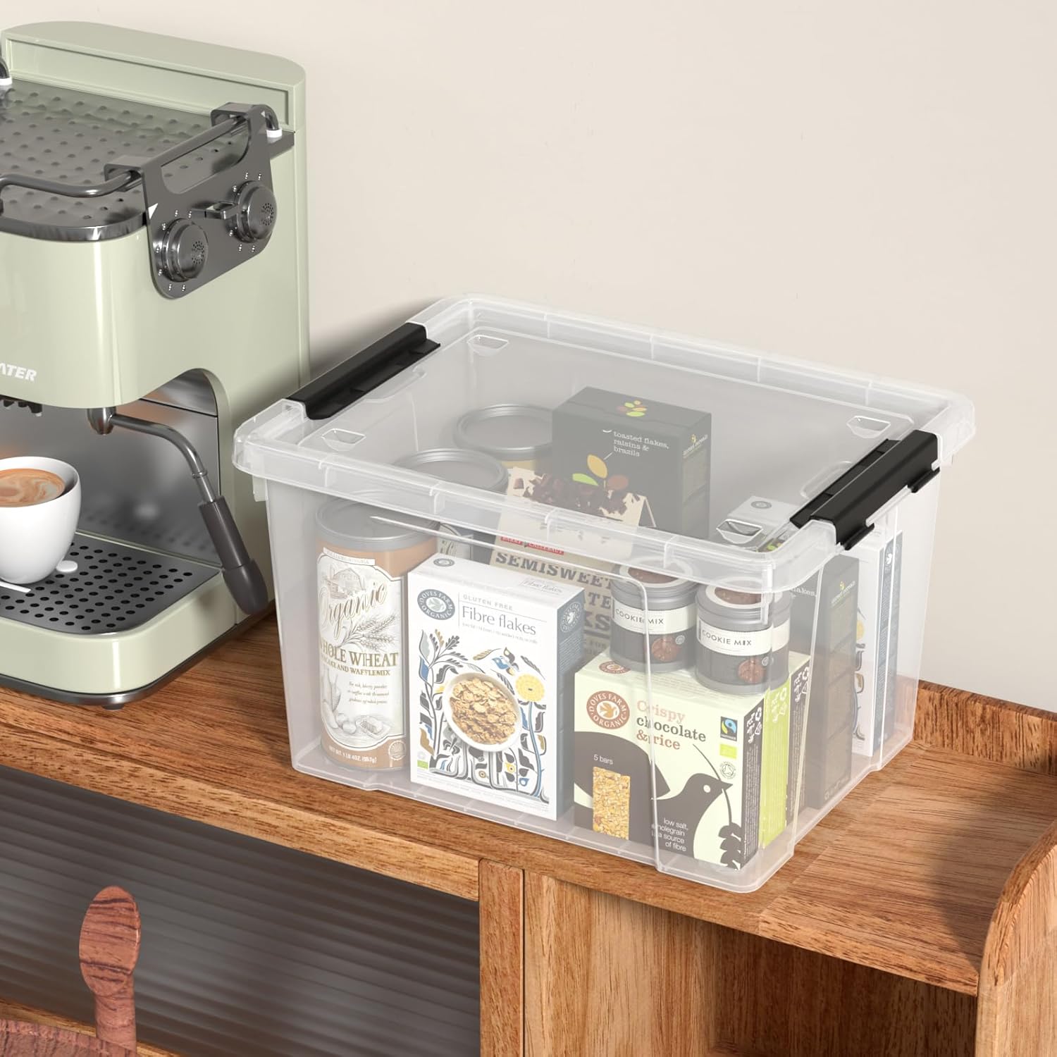 4-Pack 22 Quart Plastic Storage Bins with Wheels, Latching Storage Box Bin, Clear