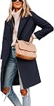Tanming Notch Lapel Double mélange de laine au lait mi-longue tourteaux de pois pour femme
