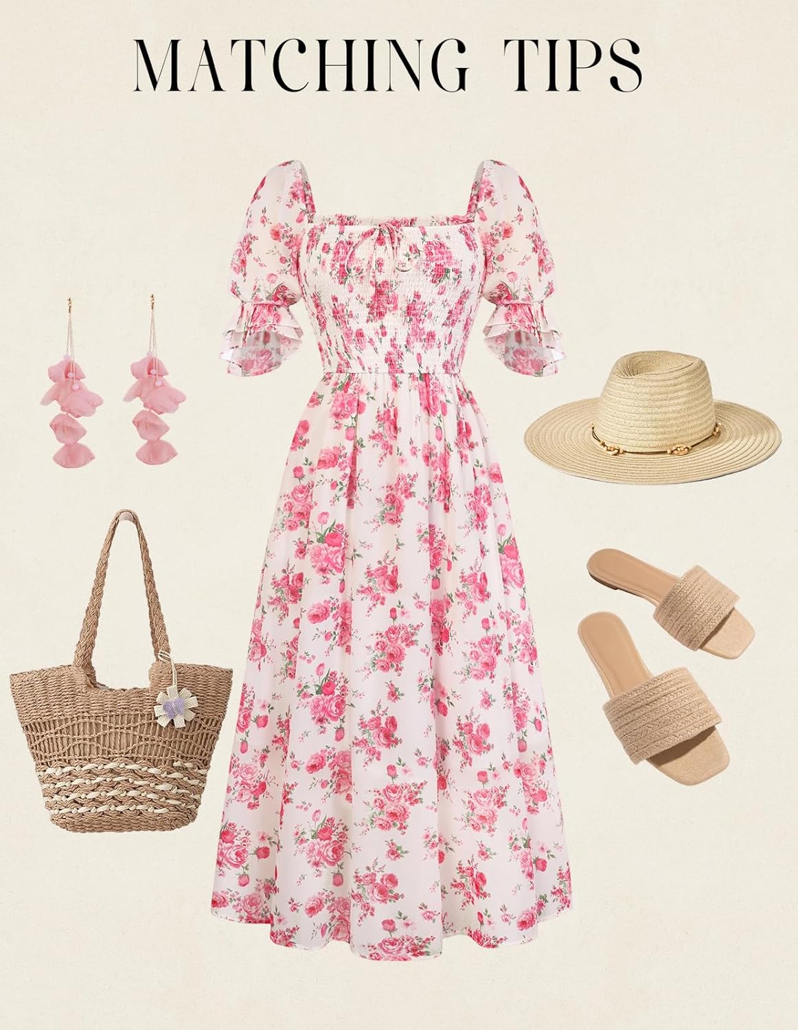 Scarlet Darkness 2026 Summer Floral Dress for Women Cottagecore Smocked Midi Dresses - Image 7